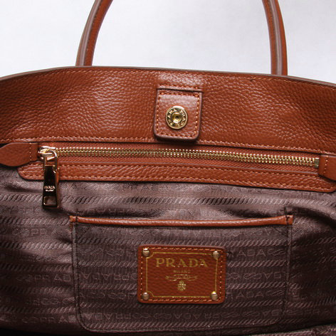 2014 Prada original grainy calfskin tote bag BN2545 brown for sale